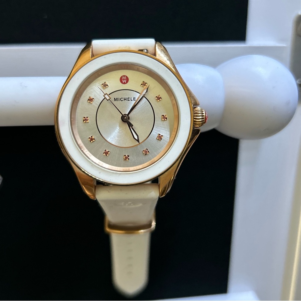 COPY - Michele Rose Gold  White Silicone Strap Women’s Watch